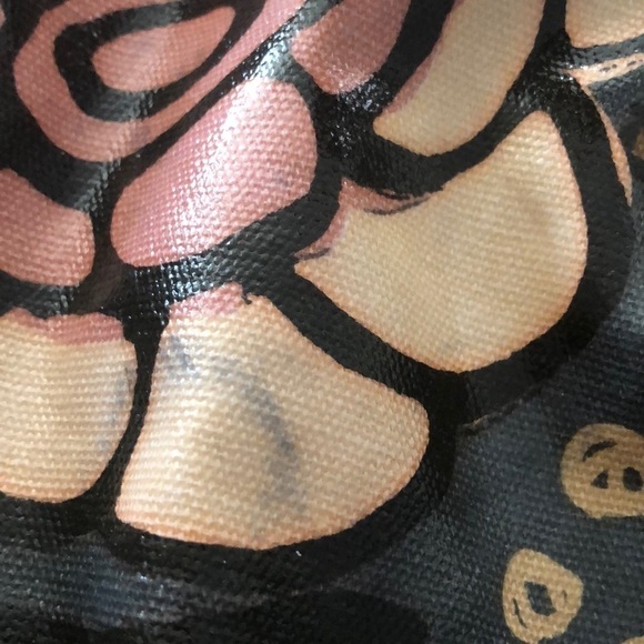 Fossil Large Wax Canvas Key-Per Shoulder Bag Tote Floral Print Pockets 15X14 BIG - Picture 11 of 12